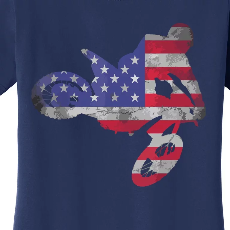 Dirt Bike American Flag Motocross Women's T-Shirt