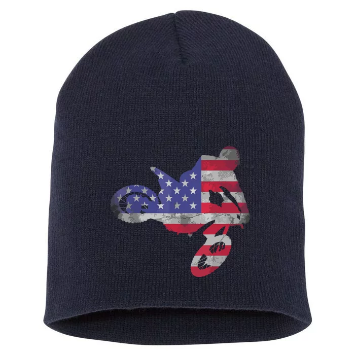 Dirt Bike American Flag Motocross Short Acrylic Beanie