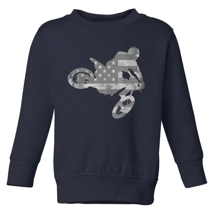 Dirt Bike American Flag Motocross Toddler Sweatshirt