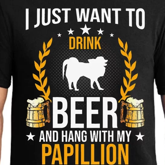 Drink Beer And Hang With My Papillion Dog Lover Pajama Set