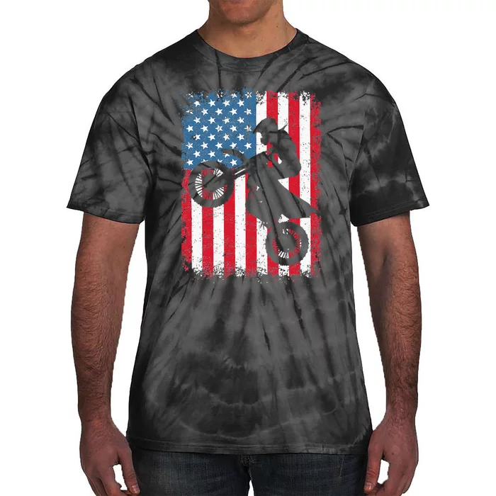 Dirt Bike American Flag Motocross Biker 4th Of July Men Tie-Dye T-Shirt