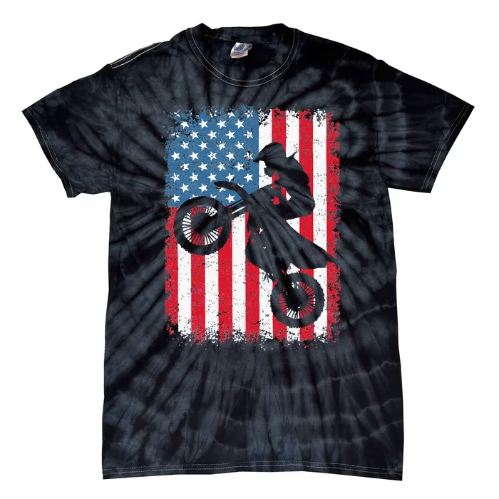 Dirt Bike American Flag Motocross Biker 4th Of July Men Tie-Dye T-Shirt