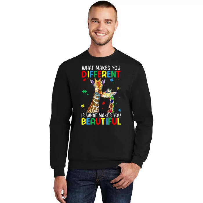 Different Beautiful Autism Awareness Puzzle Piece Giraffe Sweatshirt