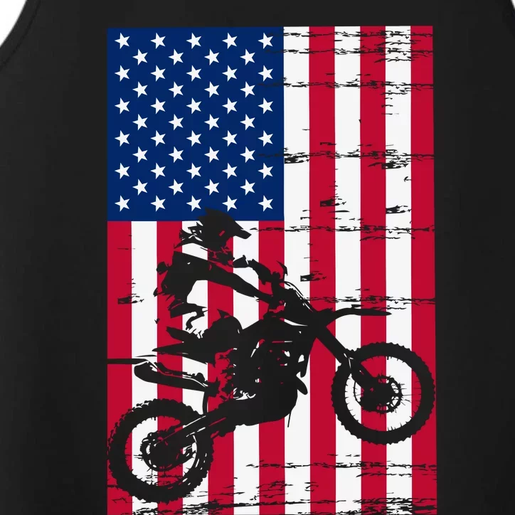 Dirt Bike American Flag 4th Of July Performance Tank