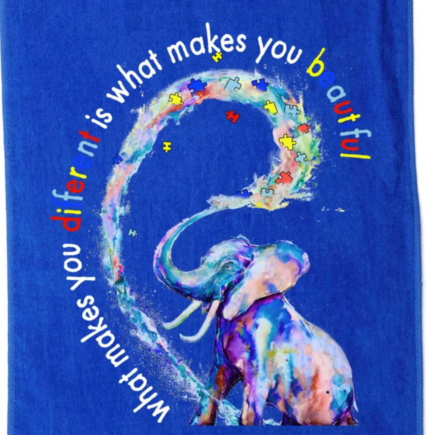 Different Beautiful Autism Awareness Puzzle Piece Elephant Funny Gift Platinum Collection Golf Towel