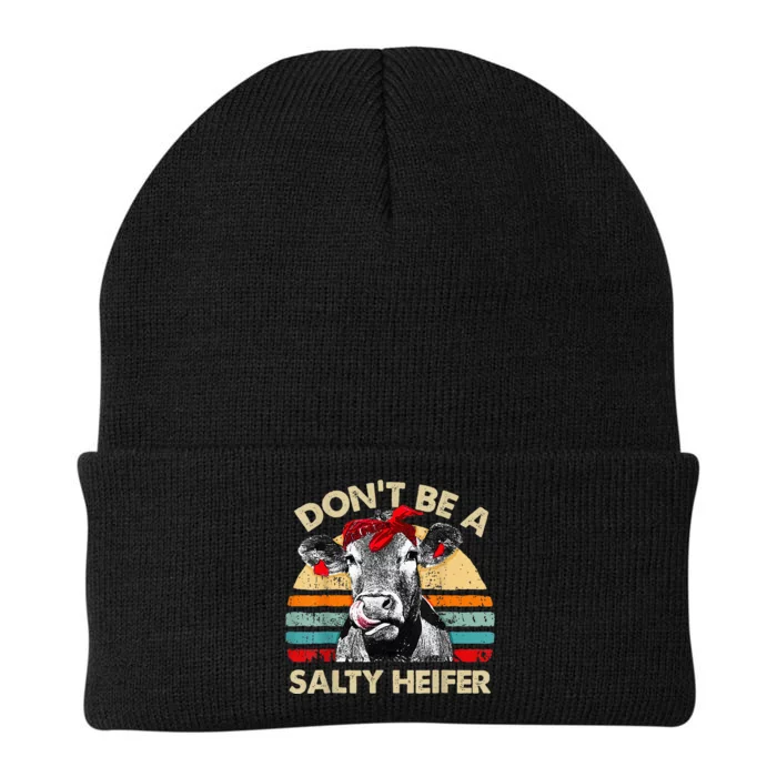 Dont Be A Salty Heifer Cute Highland Cow Lover Vintage Farm Knit Cap Winter Beanie