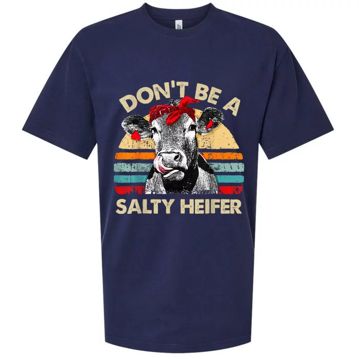 Dont Be A Salty Heifer Cute Highland Cow Lover Vintage Farm Sueded Cloud Jersey T-Shirt