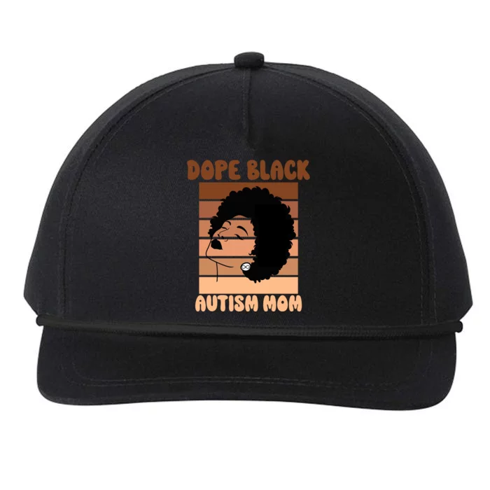 Dope Black Autism Mom Afro Autistic Son Neurodiversity Cool Gift Snapback Five-Panel Rope Hat