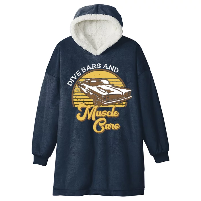 Drive Bars And Muscle Cars Hooded Wearable Blanket