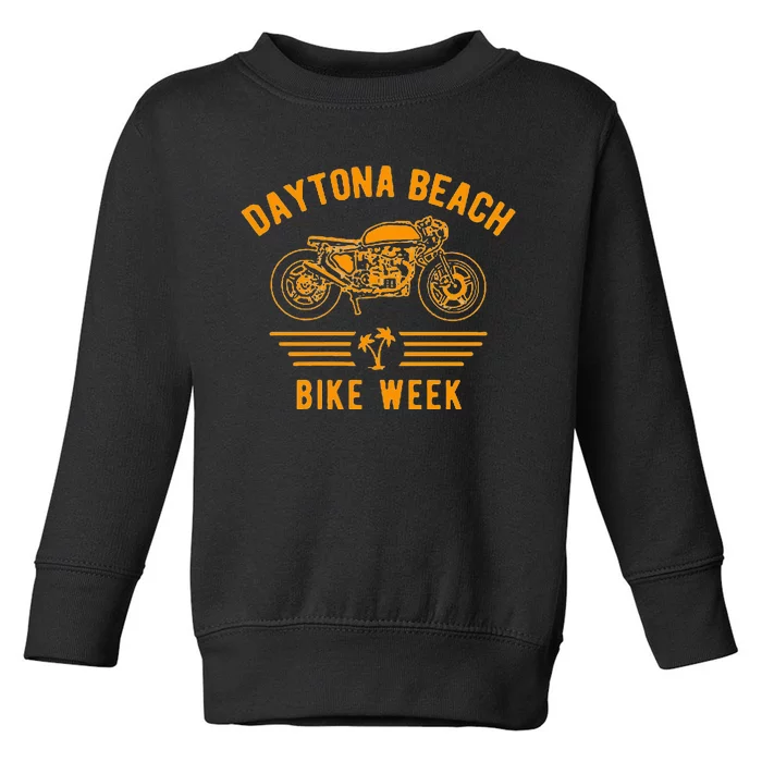 Daytona Beach Bike Week Retro Motorcycle Design Toddler Sweatshirt