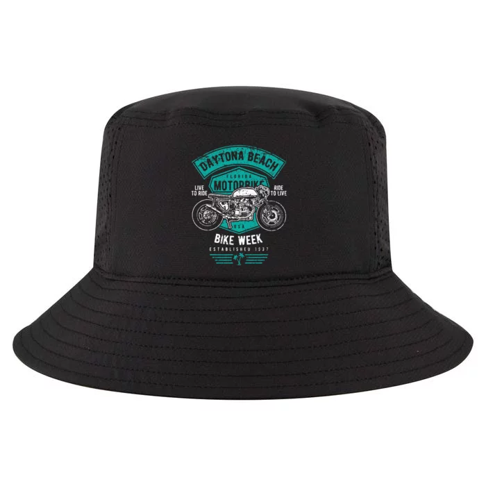 Daytona Beach Bike Week Retro Distressed Motorcycle Cool Comfort Performance Bucket Hat