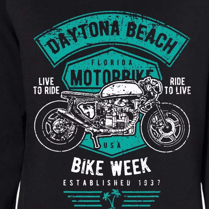 Daytona Beach Bike Week Retro Distressed Motorcycle Womens California Wash Sweatshirt