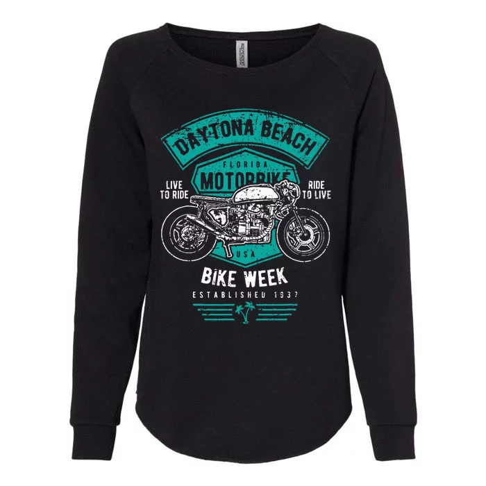 Daytona Beach Bike Week Retro Distressed Motorcycle Womens California Wash Sweatshirt