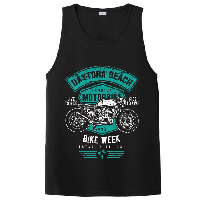 Daytona Beach Bike Week Retro Distressed Motorcycle Performance Tank