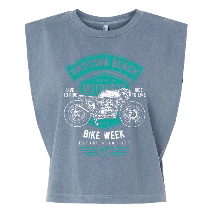 Daytona Beach Bike Week Retro Distressed Motorcycle Garment-Dyed Women's Muscle Tee