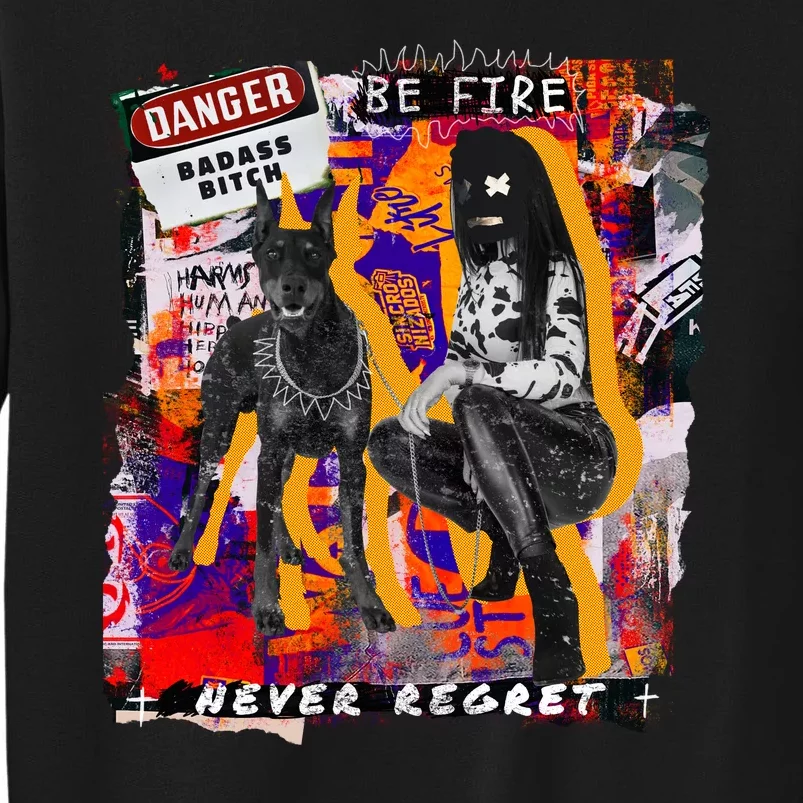 Danger Badass Bitch Never Regret Punk Goth Lady With Dog Sweatshirt