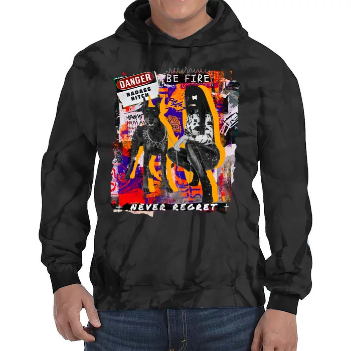 Danger Badass Bitch Never Regret Punk Goth Lady With Dog Tie Dye Hoodie