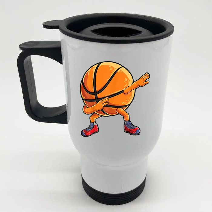 Dabbing Basketball Ball Funny Men Women Sports Player Front & Back Stainless Steel Travel Mug