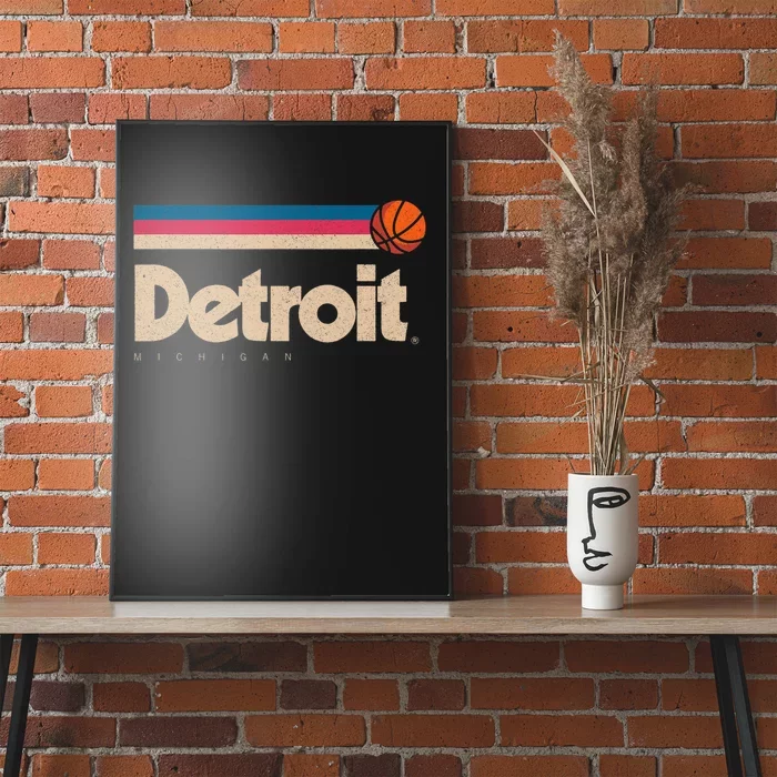 Detroit Basketball B Ball City Michigan Retro Detroit Poster