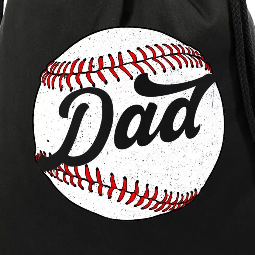 Dad Baseball Ball Vinatge Groovy Baseball Daddy Fathers Day Drawstring Bag