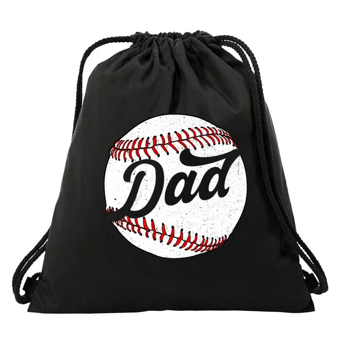 Dad Baseball Ball Vinatge Groovy Baseball Daddy Fathers Day Drawstring Bag