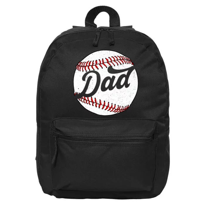 Dad Baseball Ball Vinatge Groovy Baseball Daddy Fathers Day 16 in Basic Backpack