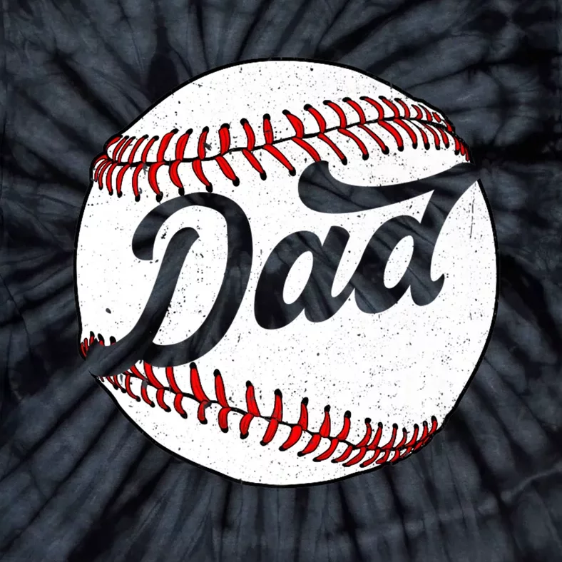 Dad Baseball Ball Vinatge Groovy Baseball Daddy Fathers Day Tie-Dye T-Shirt