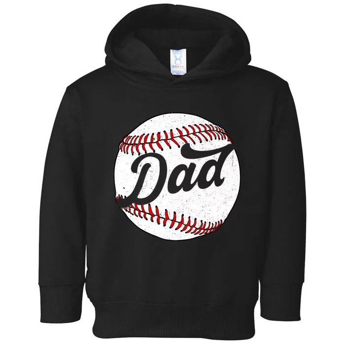 Dad Baseball Ball Vinatge Groovy Baseball Daddy Fathers Day Toddler Hoodie