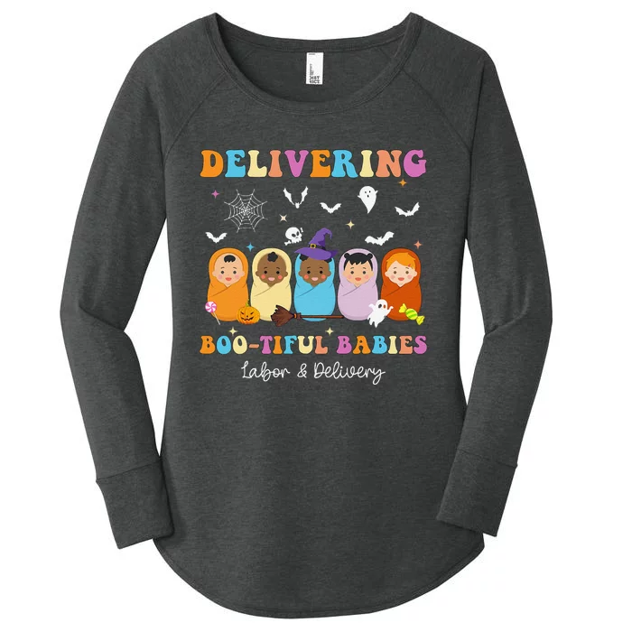 Delivering Bootiful Babies Halloween Labor & Delivery Nurse Women's Perfect Tri Tunic Long Sleeve Shirt