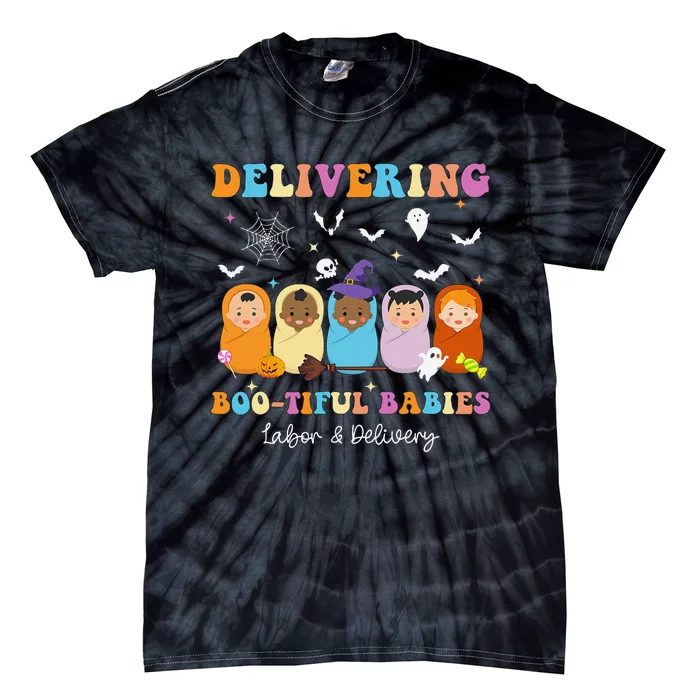 Delivering Bootiful Babies Halloween Labor & Delivery Nurse Tie-Dye T-Shirt