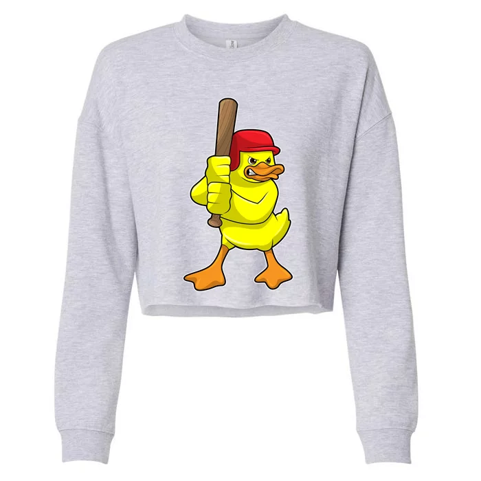 Duck Baseball Baseball Bat Sports Gift Cropped Pullover Crew