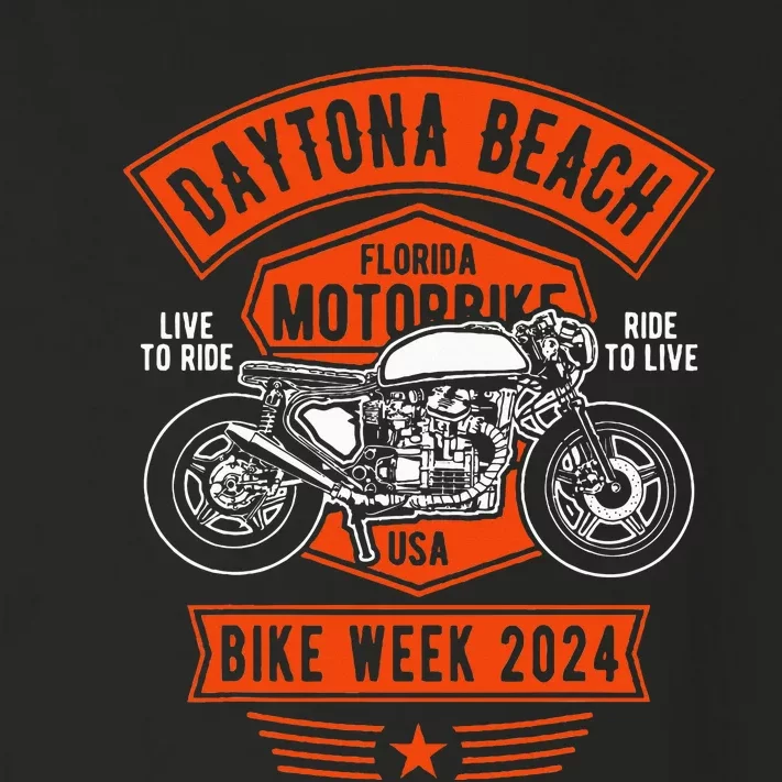 Daytona Beach Bike Week 2024 Retro Motorcycle Toddler Long Sleeve Shirt