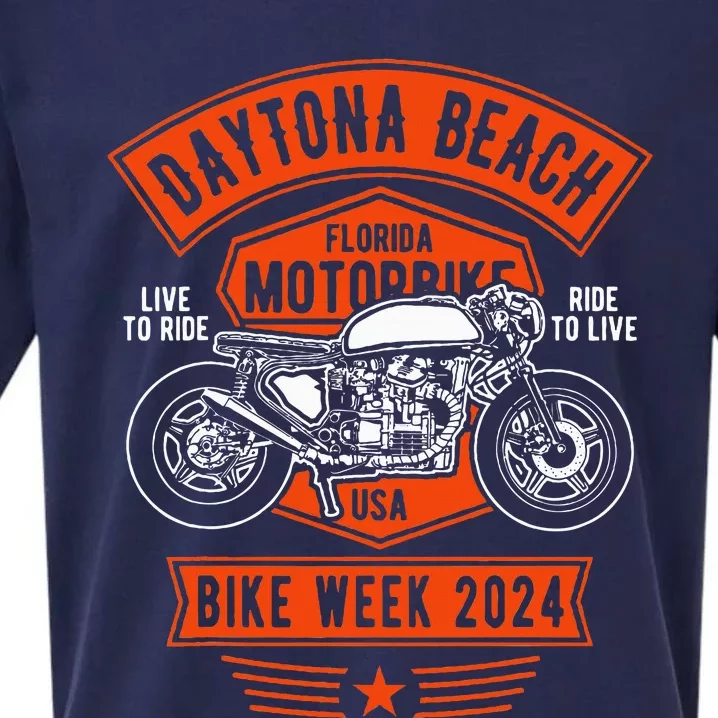 Daytona Beach Bike Week 2024 Retro Motorcycle Sueded Cloud Jersey T-Shirt