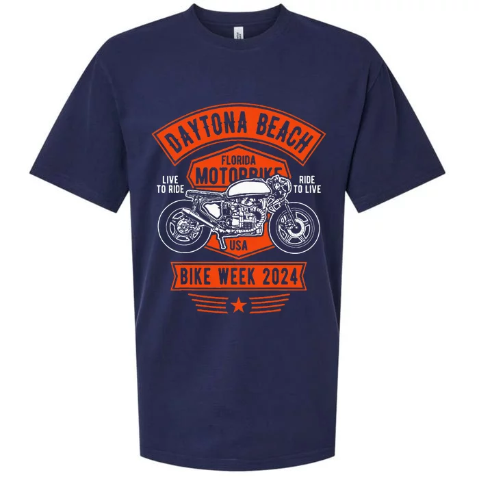 Daytona Beach Bike Week 2024 Retro Motorcycle Sueded Cloud Jersey T-Shirt