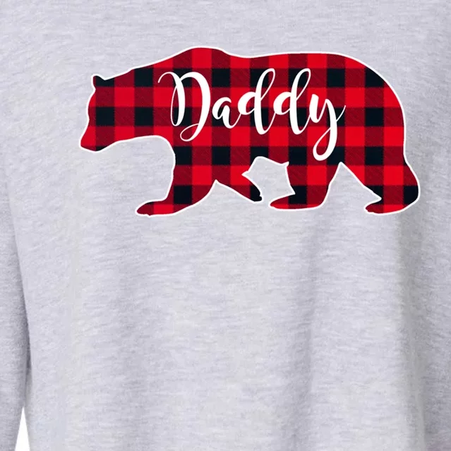 Daddy Bear Black Red Buffalo Check Plaid Fun Dad Father Gift Cool Gift Cropped Pullover Crew