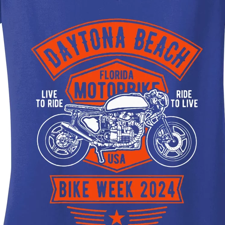 Daytona Beach Bike Week 2024 Women's V-Neck T-Shirt