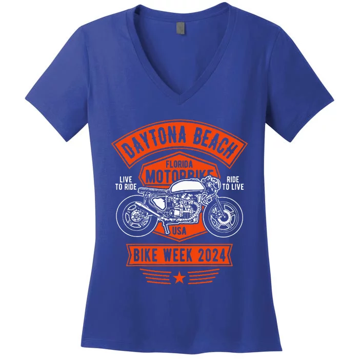 Daytona Beach Bike Week 2024 Women's V-Neck T-Shirt