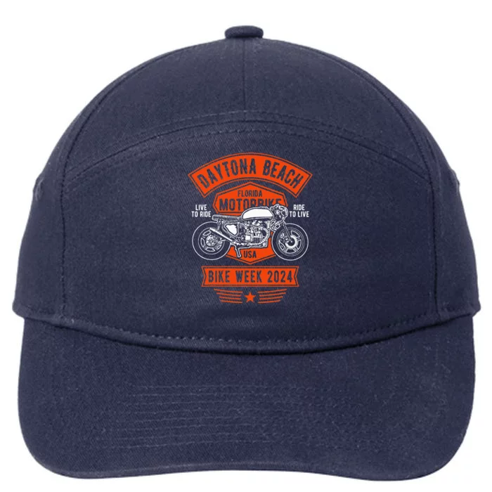 Daytona Beach Bike Week 2024 7-Panel Snapback Hat