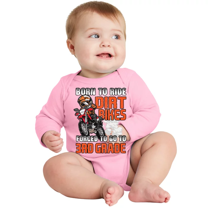 Dirt Bike Biker Back To School Biking 3rd Grade Student Baby Long Sleeve Bodysuit