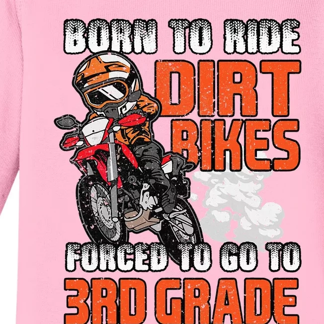 Dirt Bike Biker Back To School Biking 3rd Grade Student Baby Long Sleeve Bodysuit