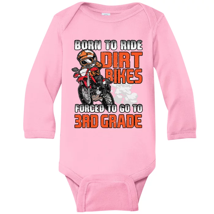 Dirt Bike Biker Back To School Biking 3rd Grade Student Baby Long Sleeve Bodysuit