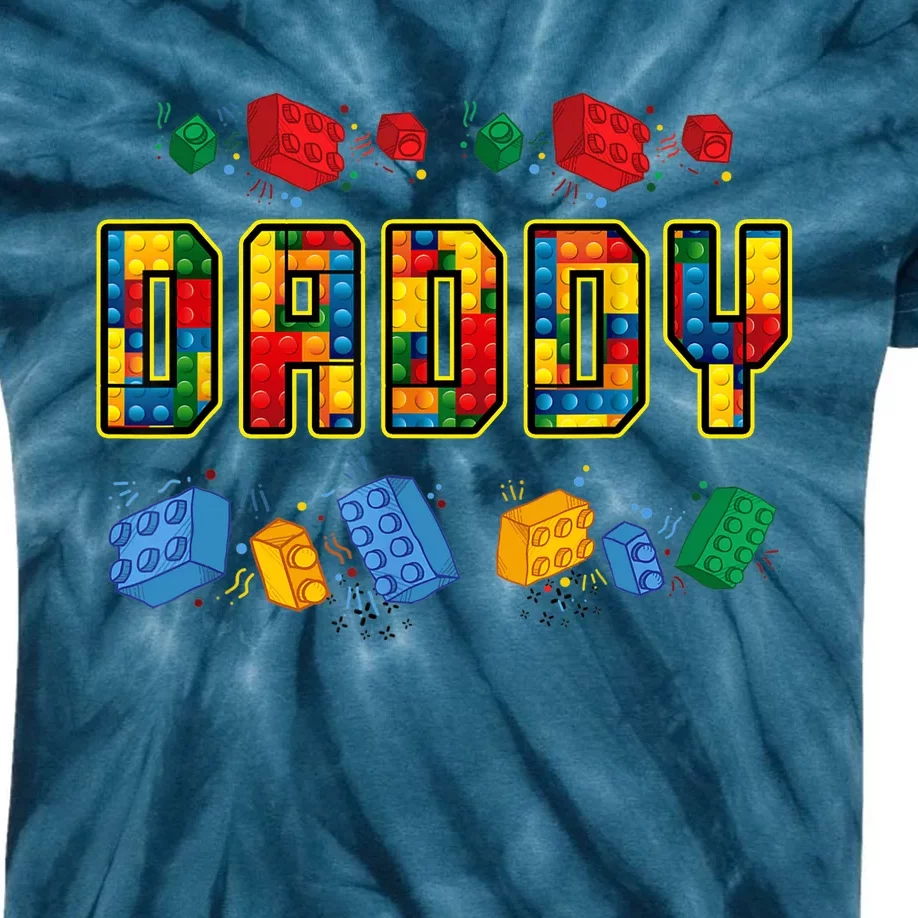 Daddy Brick Builder Funny Blocks Master Builder Dad Kids Tie-Dye T-Shirt