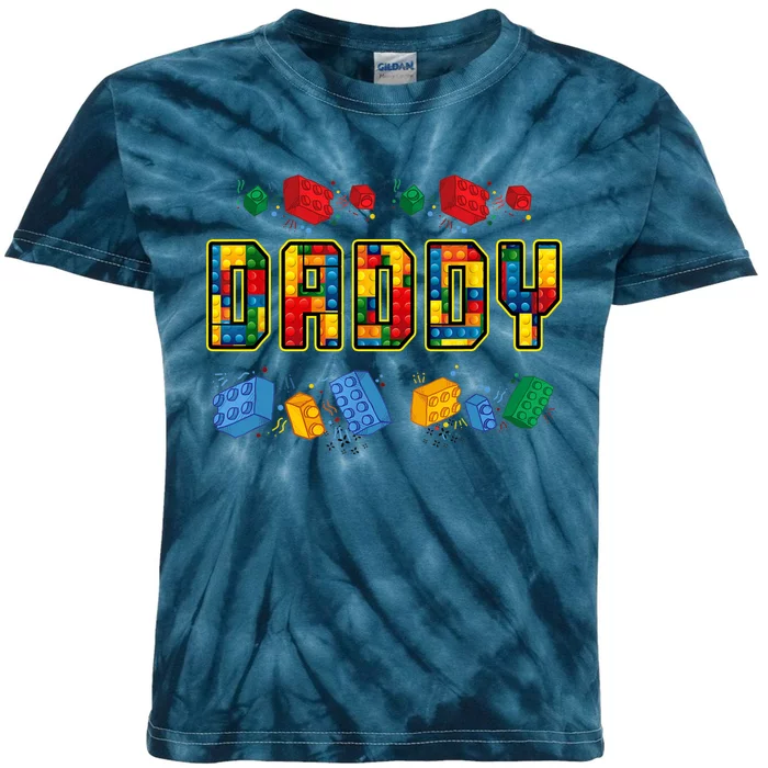 Daddy Brick Builder Funny Blocks Master Builder Dad Kids Tie-Dye T-Shirt