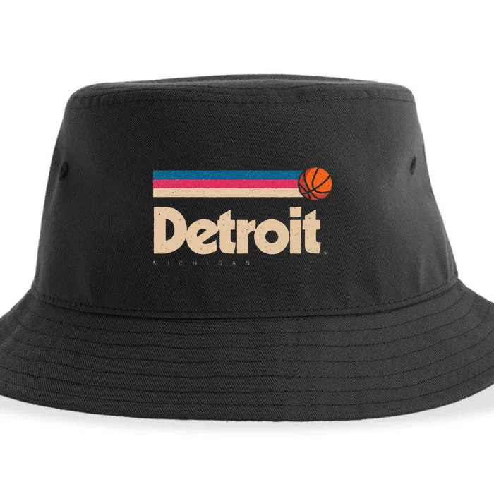 Detroit Basketball BBall City Michigan Retro Detroit Sustainable Bucket Hat