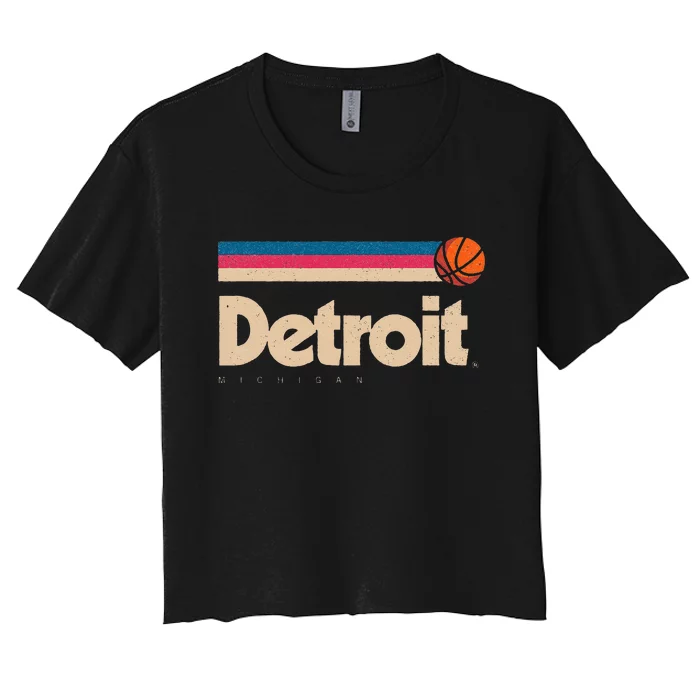 Detroit Basketball BBall City Michigan Retro Detroit Women's Crop Top Tee