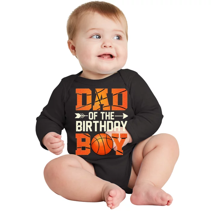 Dad basketball birthday Family Baller b-day Party Baby Long Sleeve Bodysuit