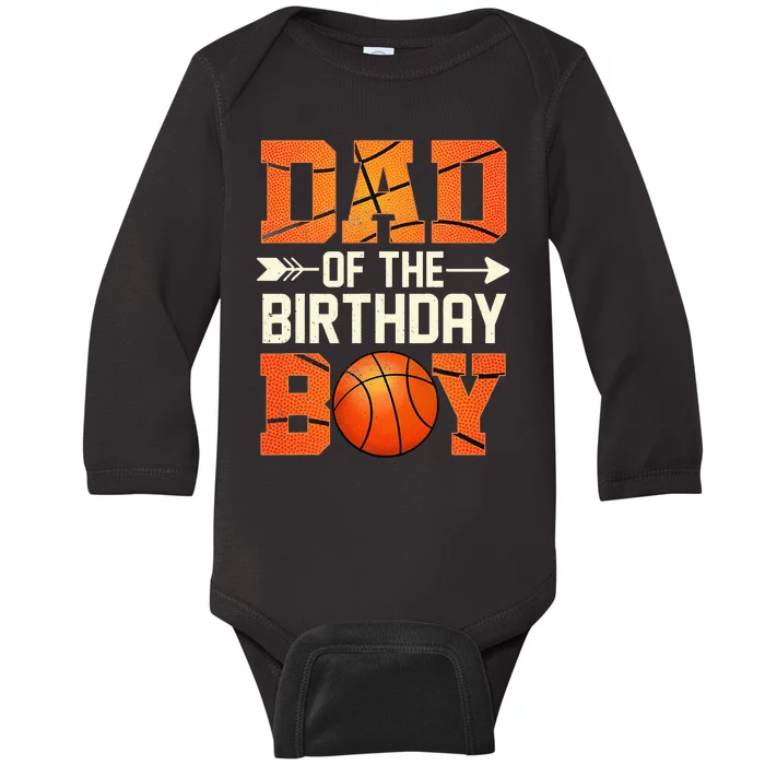 Dad basketball birthday Family Baller b-day Party Baby Long Sleeve Bodysuit