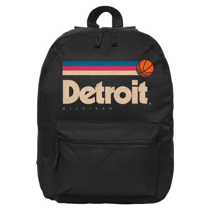 Detroit Basketball B Ball City Michigan Retro Detroit 16 in Basic Backpack