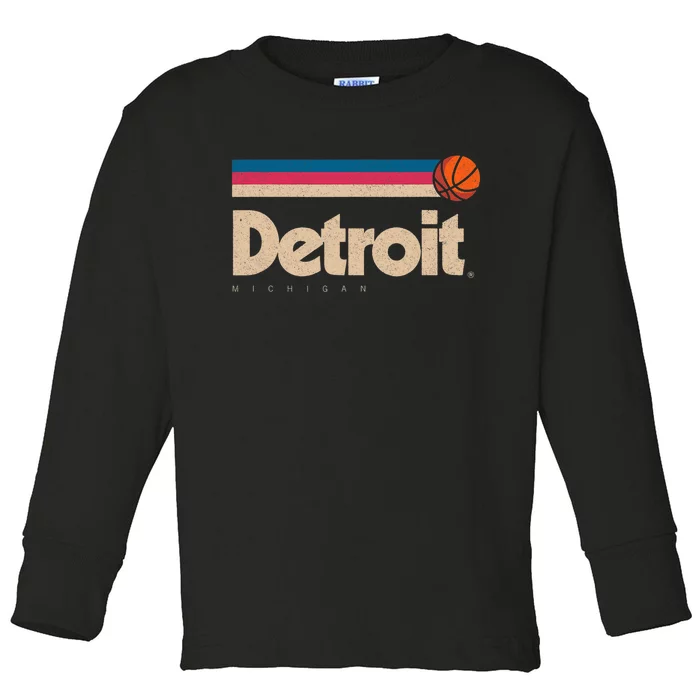 Detroit Basketball B Ball City Michigan Retro Detroit Toddler Long Sleeve Shirt