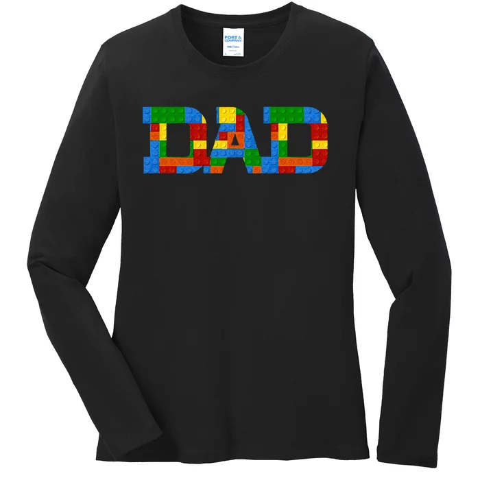 Dad Brick Builder Funny Blocks Master Builder Awesome Cute Ladies Long Sleeve Shirt